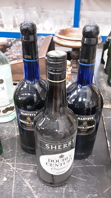 Lot 149 - Two bottles of Harveys Bristol Cream and a bottle of Double Century Sherry (3)