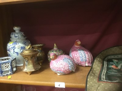 Lot 190 - Collection of Chinese and Japanese ceramics and a silk embroidery panel