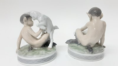 Lot 1114 - Two Royal Copenhagen porcelain models - Fawns with rabbits