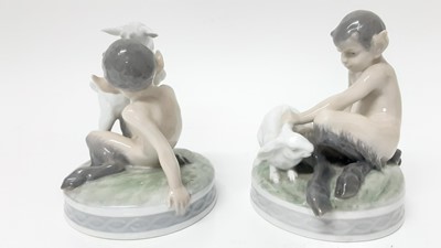 Lot 1114 - Two Royal Copenhagen porcelain models - Fawns with rabbits