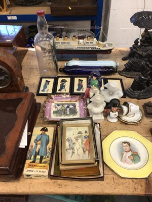 Lot 19 - Quantity of Napoleon items, including a Staffordshire figure and other ceramics, pictures, etc, together with a Sunderland lustre plaque with sailors, a model of the Titanic and other nautical item...