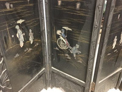 Lot 267 - Early 20th century Japanese ebonised wood four fold screen
