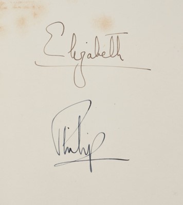 Lot 44 - The Marriage of H.R.H.The Princess Elizabeth with Lieutenant Philip Mountbatten R.N. November 20th 1947, Rare signed de-luxe list of Wedding gifts with gilt tooled blue leather binding signed on in...