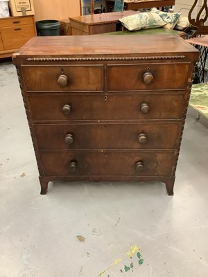 Lot 892 - Nineteenth century mahogany chest of two short and three long graduated drawers, 97cm wide, 45cm wide, 102cm high