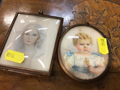 Lot 62 - Two portrait miniatures, both signed