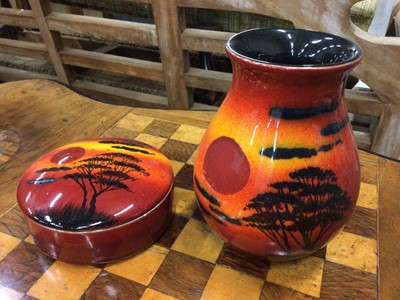 Lot 63 - Poole vase and box, decorated with the African Sky pattern