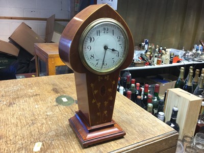 Lot 300 - Edwardian Art Nouveau inlaid mahogany clock with French movement.