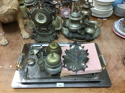 Lot 42 - Two rectangular trays, entrée dish, salver and other metalwares.