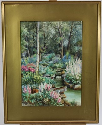 Lot 132 - Ellen Warrington, five watercolours - Garden scenes in glazed frames