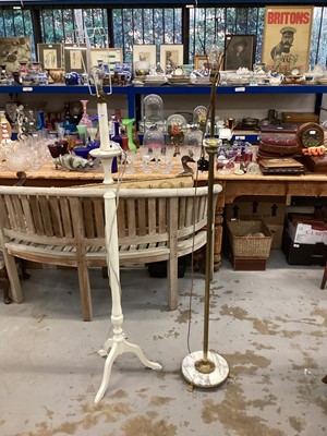 Lot 947 - White painted standard lamp together with a brass standard lamp (2)
