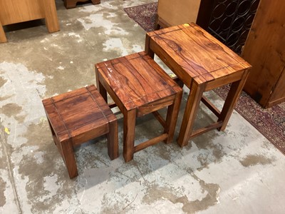Lot 964 - Nest of three hardwood occasional tables, largest is 45cm wide, 30.5cm deep, 45.5cm high