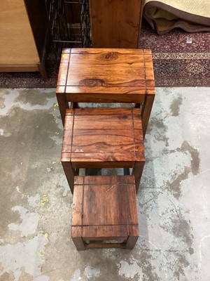 Lot 964 - Nest of three hardwood occasional tables, largest is 45cm wide, 30.5cm deep, 45.5cm high