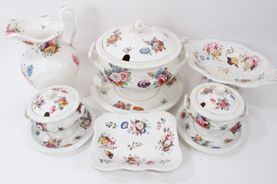 Lot 264 - Service of 19th century possibly welsh floral painted tablewares