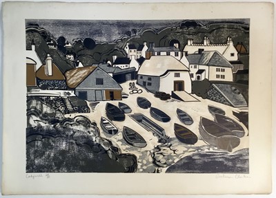 Lot 118 - Graham Clarke (b. 1941) print - Cadgwith, signed and numbered 38/50, 66cm x 46cm, unframed