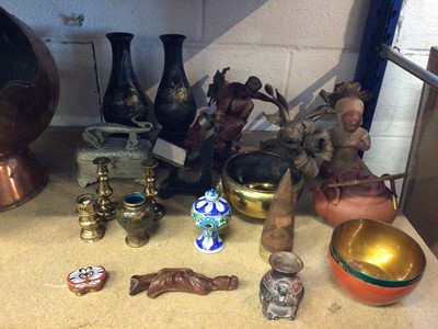 Lot 226 - Oriental and other items, including a pair of lacquer vases, terracotta teapot, etc