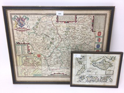 Lot 854 - John Speede - map of Leicestershire and a small 18th century map