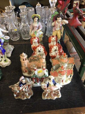 Lot 168 - Collection of Staffordshire figures, including spaniels, cottages, etc
