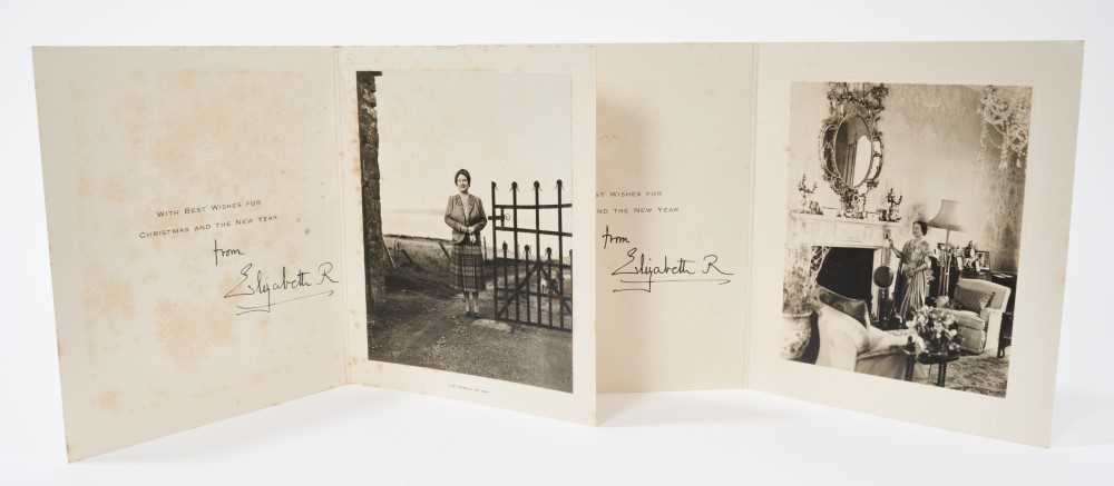 Lot 78 - H.M.Queen Elizabeth The Queen Mother, two signed Christmas cards 1954 and 1956, both signed ' from Elizabeth R with envelopes