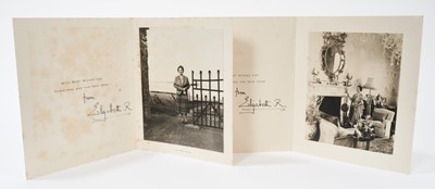 Lot 172 - H.M.Queen Elizabeth The Queen Mother, two signed Christmas cards 1954 and 1956, both signed ' from Elizabeth R with envelopes
