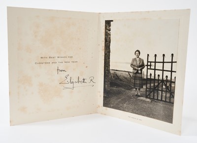 Lot 78 - H.M.Queen Elizabeth The Queen Mother, two signed Christmas cards 1954 and 1956, both signed ' from Elizabeth R with envelopes