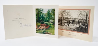 Lot 80 - H.M.Queen Elizabeth The Queen Mother, signed Christmas card for 1961 'from Elizabeth R' and another unsigned for 1962 (2)