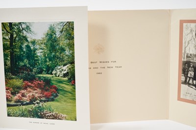 Lot 80 - H.M.Queen Elizabeth The Queen Mother, signed Christmas card for 1961 'from Elizabeth R' and another unsigned for 1962 (2)