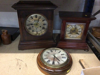 Lot 246 - Walnut cased 'Alarm / Silent' clock together with a Sychronome Electric wall clock and another mantel clock (3)