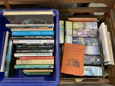 Lot 575 - Two boxes of sporting books to include Mackenzie, Selby & Harris books, racing, fishing etc