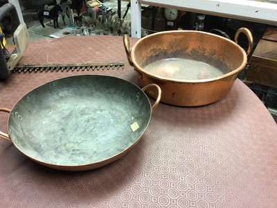 Lot 249 - Victorian copper jam pan, and another copper pan