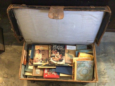 Lot 255 - Quantity of pictures and a vintage suitcase full of books