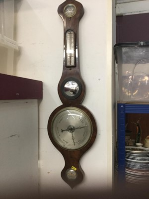 Lot 358 - 19th century mahogany cased banjo barometer