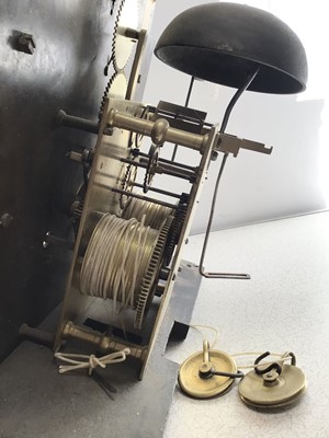 Lot 980 - 18th century oak cased Grandfather clock with brass arm dial and 8 day movement, manner Thomas Martin, London