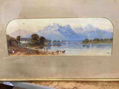 Lot 370 - Pair Victorian English school watercolour landscapes signed with R.H. Initials dated 1875 and J.W.Fenton 1951, watercolour of Norwich Cathedral (3)
