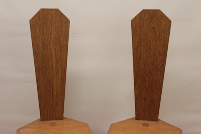 Lot 1314 - Pair of Robert Mouseman Thompson carved oak side chairs