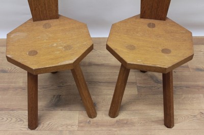 Lot 1314 - Pair of Robert Mouseman Thompson carved oak side chairs