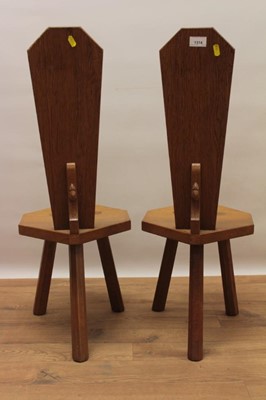Lot 1314 - Pair of Robert Mouseman Thompson carved oak side chairs
