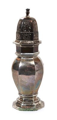 Lot 406 - 1930s silver sugar caster of octagonal form, with pierced slip on cover