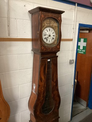 Lot 1130 - Decorative French clock of shaped form in painted pink case, Comtoise