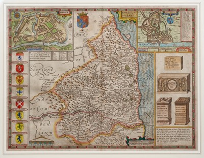 Lot 853 - John Speede - Northumberland, hand coloured map, 1662 reissue