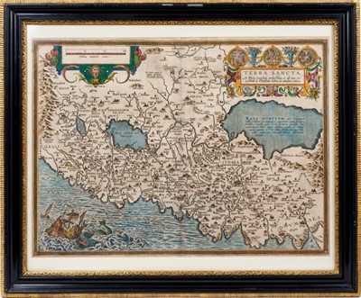 Lot 846 - Abraham Ortelius - Terra Sancta, early 17th century hand coloured engraving