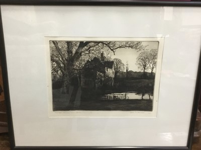 Lot 178 - Alfred Blundell (1883-1968) etching - Pond Hall, Ipswich, signed and inscribed and numbered 44/75, 17 x 25cm, glazed frame