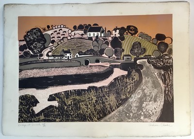 Lot 125 - Graham Clarke (b.1941) print - Bridge at Gweek, signed and numbered 25/50