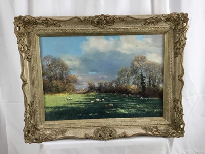 Lot 1159 - *Clive Madgwick - acrylic, sheep in a field