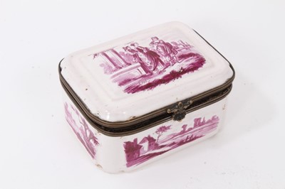 Lot 267 - A faience box, painted in purple