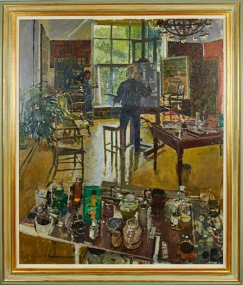 Lot 1119 - *Ken Howard (b. 1932) oil on canvas, Oriel 2002