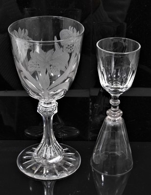 Lot 280 - An unusual 19th century glass double ended spirit measure, and a Victorian engraved large glass