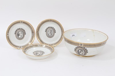 Lot 278 - Three Vienna saucer, painted in Neoclassical style, circa 1780, and a matching bowl