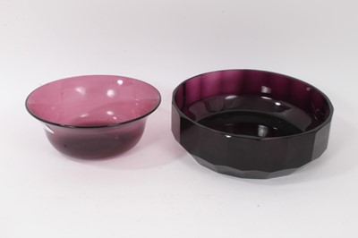 Lot 86 - A Moser type facetted amethyst tinted glass bowl, and a 19th century amethyst tinted glass bowl