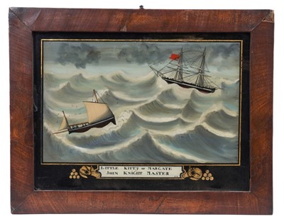 Lot 805 - 19th century reverse painting on glass in verre eglomisé mount 'Little Kitty of Margate'