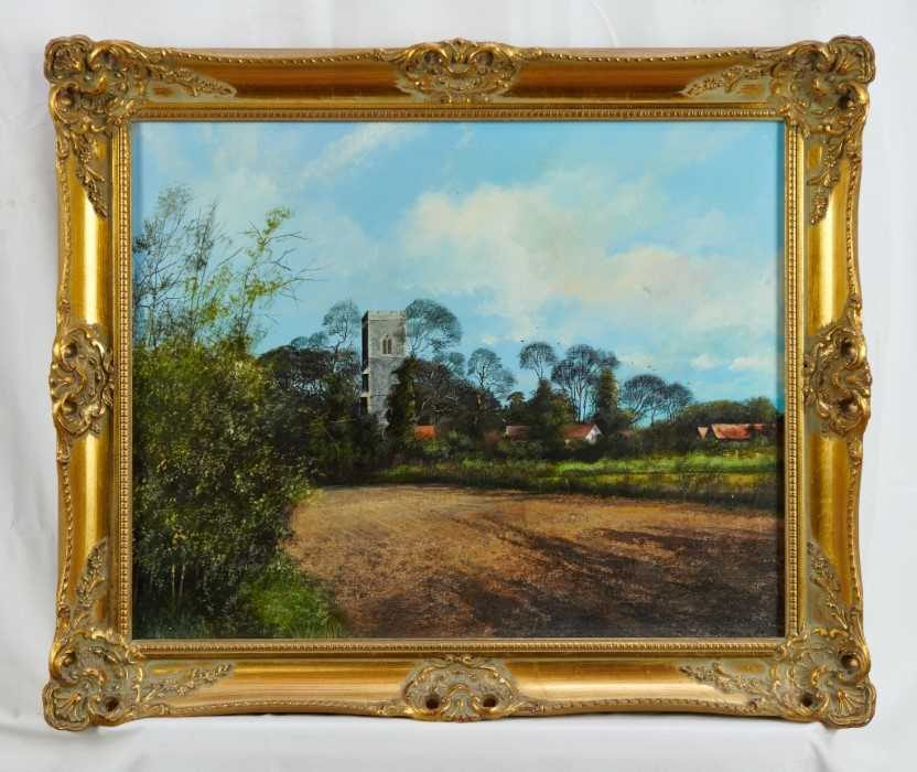 Lot 124 - *Clive Madgwick, acrylic on canvas, Edwardstone Church